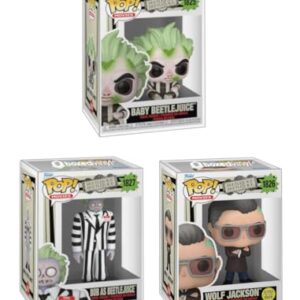 Movies: Beetlejuice 2 Collector Set of 3 (Baby Beetlejuice, Bob, Wolf Jackson GITD), Bundled with BoxedVinyl Soft Protector Cases, Compatible with Funko Pop! Vinyl Figures